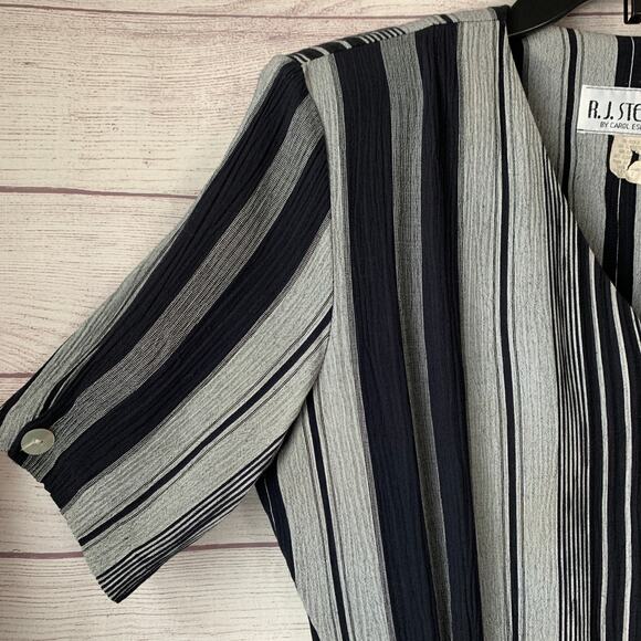 Vintage R.J. Stevens by Carol Escritor Romper Navy and Gray Stripes Size 12 - Picture 4 of 16
